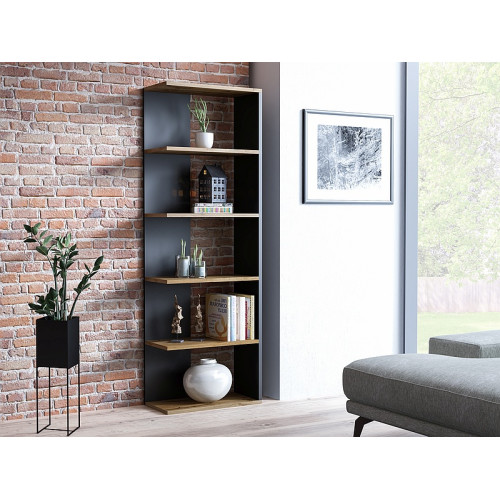 Ъглова библиотека Corner 60x25x170 дъб вотан/черен DIOMMI CORNERDWC 80-708 Ъглова библиотека Corner 60x25x170 дъб вотан/черен DIOMMI CORNERDWC 80-708