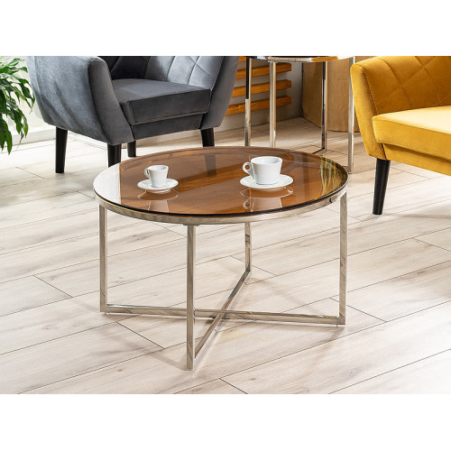 Холна маса CRYSTAL A закалено стъкло и стомана 80х80х45см кехлибар и сребро DIOMMI CRYSTALACTS Холна маса CRYSTAL A закалено стъкло и стомана 80х80х45см кехлибар и сребро DIOMMI CRYSTALACTS