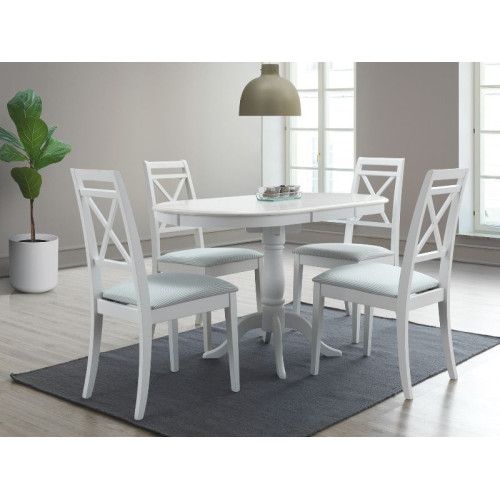 Extending kitchen table DELLO MDF top and solid wooden frame in white 100(129)x70x75cm DIOMMI DELLOB100 Extending kitchen table DELLO MDF top and solid wooden frame in white 100(129)x70x75cm DIOMMI DELLOB100