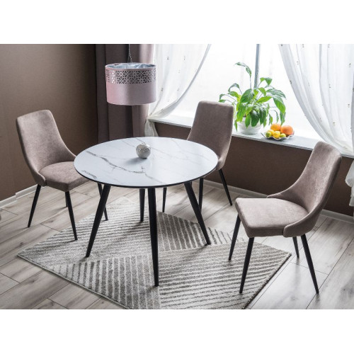 Кухненска маса IDEAL стъкло, МДФ, метал 100х100х75см мрамор, черен DIOMMI IDEALC100 Кухненска маса IDEAL стъкло, МДФ, метал 100х100х75см мрамор, черен DIOMMI IDEALC100