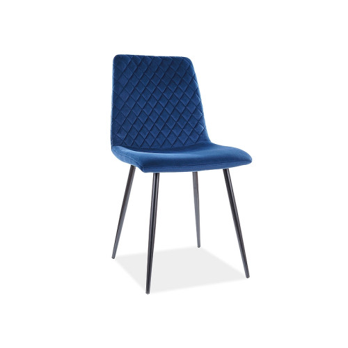 Тапициран стол IRIS синьо кадифе и черно 46x42x84 DIOMMI IRYSVCGR