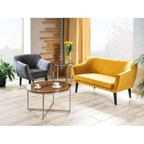 Двуместен диван Karo2 140x75x76 къри кадифе/венге DIOMMI KARO2V68W 80-1090 Двуместен диван Karo2 140x75x76 къри кадифе/венге DIOMMI KARO2V68W 80-1090