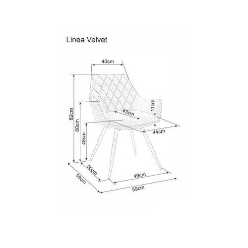 Тапициран стол Linea 59x43x82 бежово кадифе/черно DIOMMI LINEAVCBE 80-1976