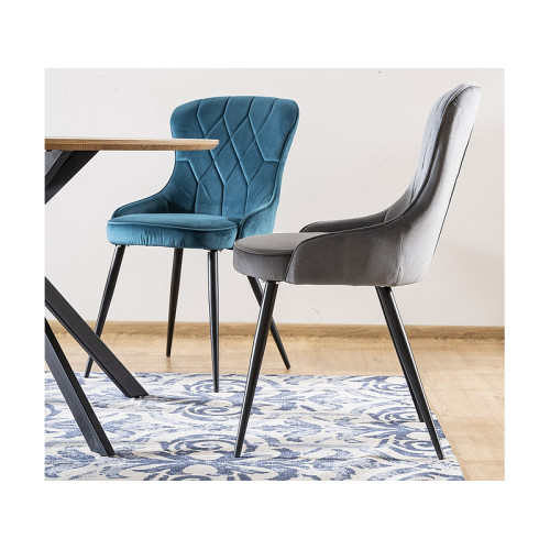 Тапициран стол Lotus 52x45x91 турко синьо кадифе/черно DIOMMI LOTUSVCTU 80-1983