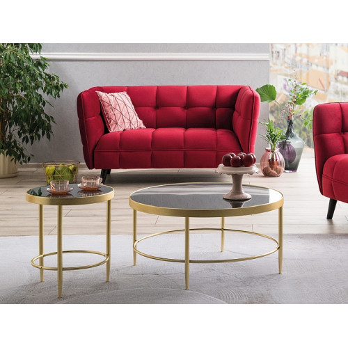 Холна маса MYSTIC B закалено стъкло и метал 82x82x40см черно, злато DIOMMI MYSTICBCZL