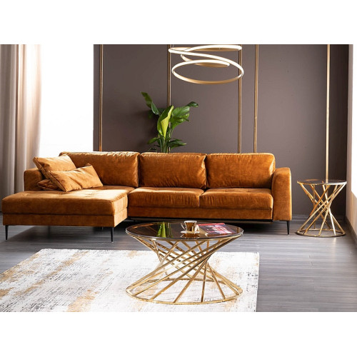 Холна маса OTTIVIA B закалено стъкло, стомана 50x50x54 кехлибар, злато DIOMMI OTTAVIABCTZL