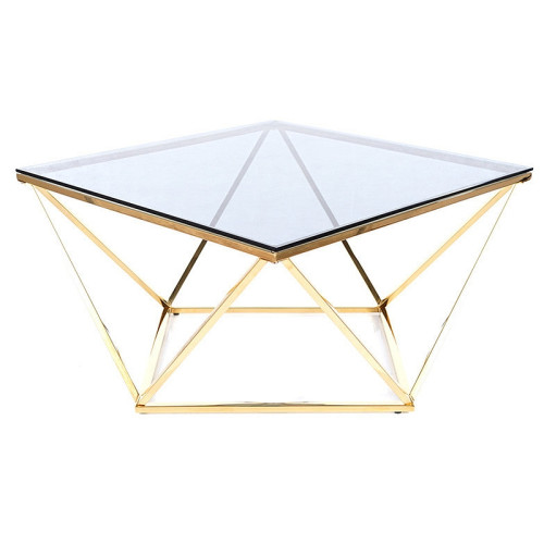 Coffee table SILVER A in smoked glass and stainless steel 80x80cm gold DIOMMI SILVERACZL Coffee table SILVER A in smoked glass and stainless steel 80x80cm gold DIOMMI SILVERACZL