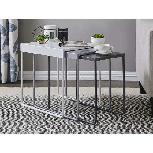 Комплект холни маси VICKY от метал 45x40x50см тъмно сив, сив, бял DIOMMI  Комплект холни маси VICKY от метал 45x40x50см тъмно сив, сив, бял DIOMMI