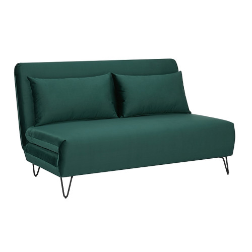 Двуместен разтегателен диван Zenia 141x90x81 зелено кадифе/черно DIOMMI ZENIAVZ 80-1889